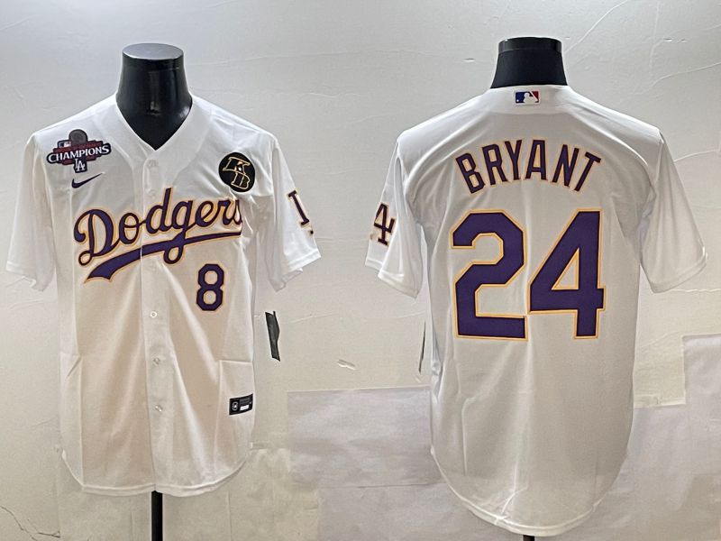 Men Los Angeles Dodgers 24 Bryant White Fashion Game 2025 Nike MLB Jersey style 3063